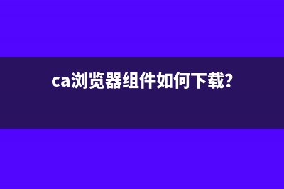 ca浏览器组件如何下载？
