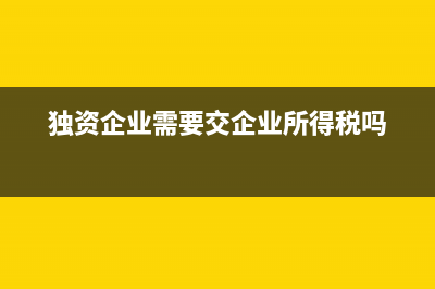 独资企业也需要缴纳企业所得税(独资企业需要交企业所得税吗)