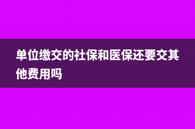 单位缴交的社保分录怎么做(单位缴交的社保和医保还要交其他费用吗)