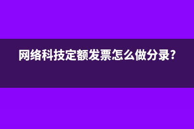 网络科技定额发票怎么做分录?