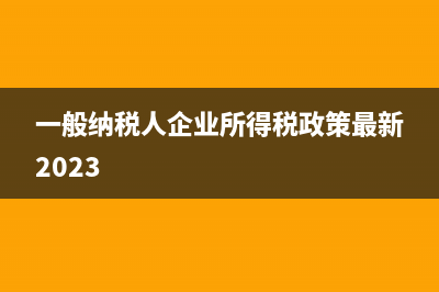 一般纳税人企业所得税(一般纳税人企业所得税政策最新2023)