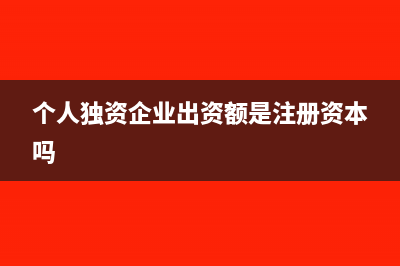 个人独资企业出资是实收资本吗(个人独资企业出资额是注册资本吗)