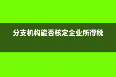 分支机构能否核定企业所得税