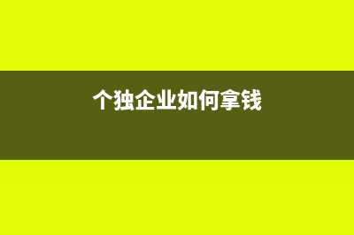 个独企业如何交个税(个独企业如何拿钱)