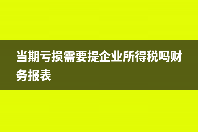 当期亏损需要提企业所得税吗(当期亏损需要提企业所得税吗财务报表)