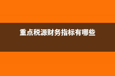 重点税源财务指标怎么填(重点税源财务指标有哪些)