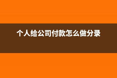 个人给公司付的货款怎么入账(个人给公司付款怎么做分录)