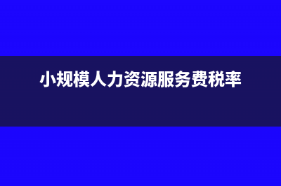 小规模人力资源公司怎么报税(小规模人力资源服务费税率)