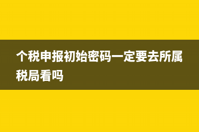 个税申报初始密码怎么获取(个税申报初始密码一定要去所属税局看吗)