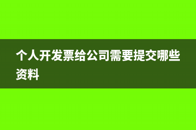 个人开发票给公司需要提交哪些资料