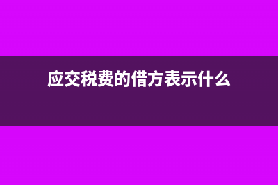 应交税费的借方和贷方各表示什么(应交税费的借方表示什么)