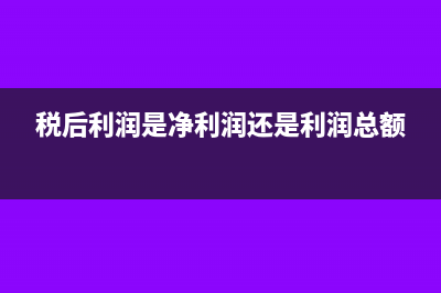 税后利润是净利润吗(税后利润是净利润还是利润总额)