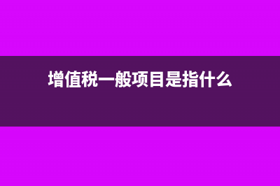 增值税一般项目和即征即退项目的区别(增值税一般项目是指什么)