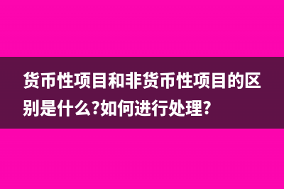 货币性项目有哪些?(货币性项目和非货币性项目的区别是什么?如何进行处理?)