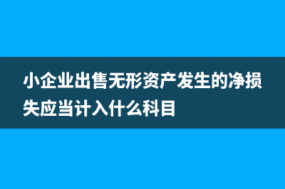 小企业出售长期股权投资账务处理怎么做?(小企业出售无形资产发生的净损失应当计入什么科目)