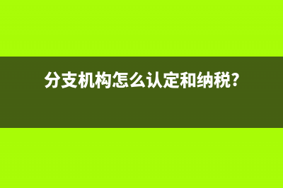 分支机构怎么认定和纳税?