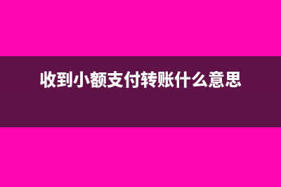 收到小额验证款怎么账务处理?(收到小额支付转账什么意思)