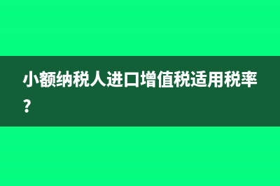 小额纳税人进口增值税适用税率?