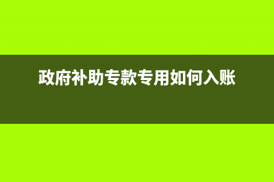 政府补助专款专用如何入账?(政府补助专款专用如何入账)