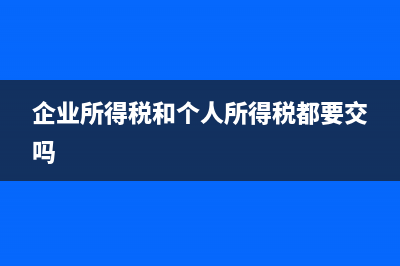 企业所得税和个人所得税异常申报,怎么监控？(企业所得税和个人所得税都要交吗)
