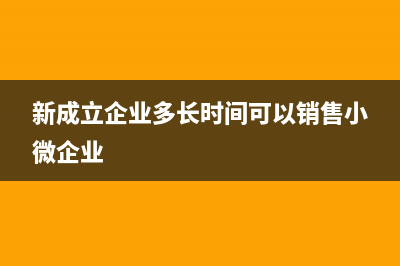 新成立的企业多久需要核定税种？(新成立企业多长时间可以销售小微企业)