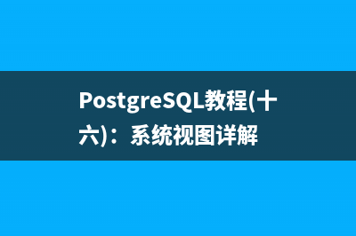 PostgreSQL教程(十六)：系统视图详解