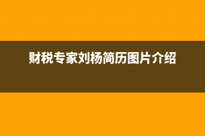 财税专家刘杨简历？ (财税专家刘杨简历图片介绍)
