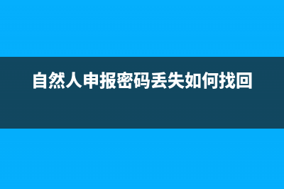 自然人报税密码忘了怎么办 (自然人申报密码丢失如何找回)