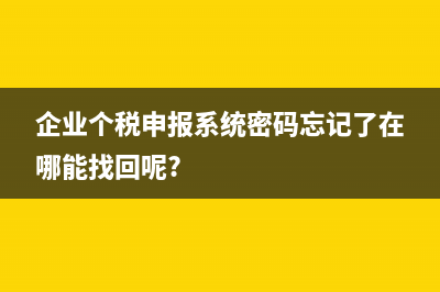 企业个税申报系统如何下载？ (企业个税申报系统密码忘记了在哪能找回呢?)