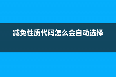 减免性质代码怎么填？ (减免性质代码怎么会自动选择)