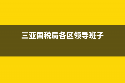 三亚国税局何云高简历(三亚国税局各区领导班子) (三亚国税局各区领导班子)