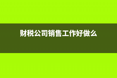 财税公司销售职责 (财税公司销售工作好做么)