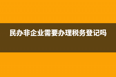 民办非企业需要纳税申报吗？ (民办非企业需要办理税务登记吗)