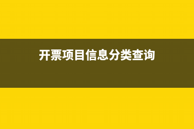 开票项目信息分类怎么填？ (开票项目信息分类查询)