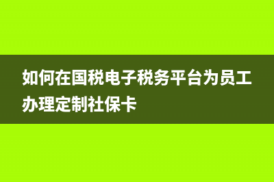 如何在国税电子税务局申报企业季度报表？ (如何在国税电子税务平台为员工办理定制社保卡)