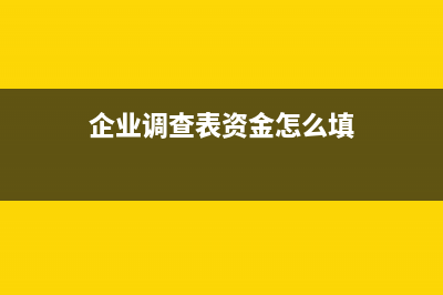企业调查表资金状况怎么填 (企业调查表资金怎么填)