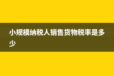 小规模纳税人销项税额如何做会计处理？ (小规模纳税人销售货物税率是多少)