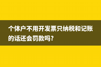 个体户不用开发票的情况下怎么交税？ (个体户不用开发票只纳税和记账的话还会罚款吗?)