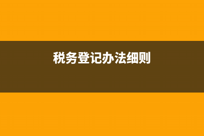 落实税务登记规范(进一步完善税务登记管理) (税务登记办法细则)