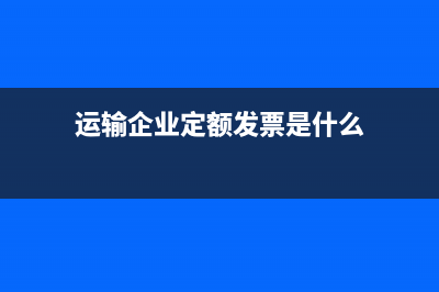 运输企业定额发票？ (运输企业定额发票是什么)